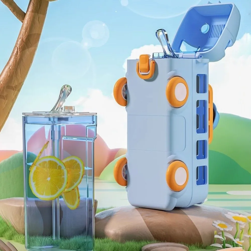 

500 мл съемная бутылка для воды для детского автобуса с плечевым ремнем, соломенная чашка для воды в форме автомобиля, герметичная детская бутылка для воды с героями мультфильмов