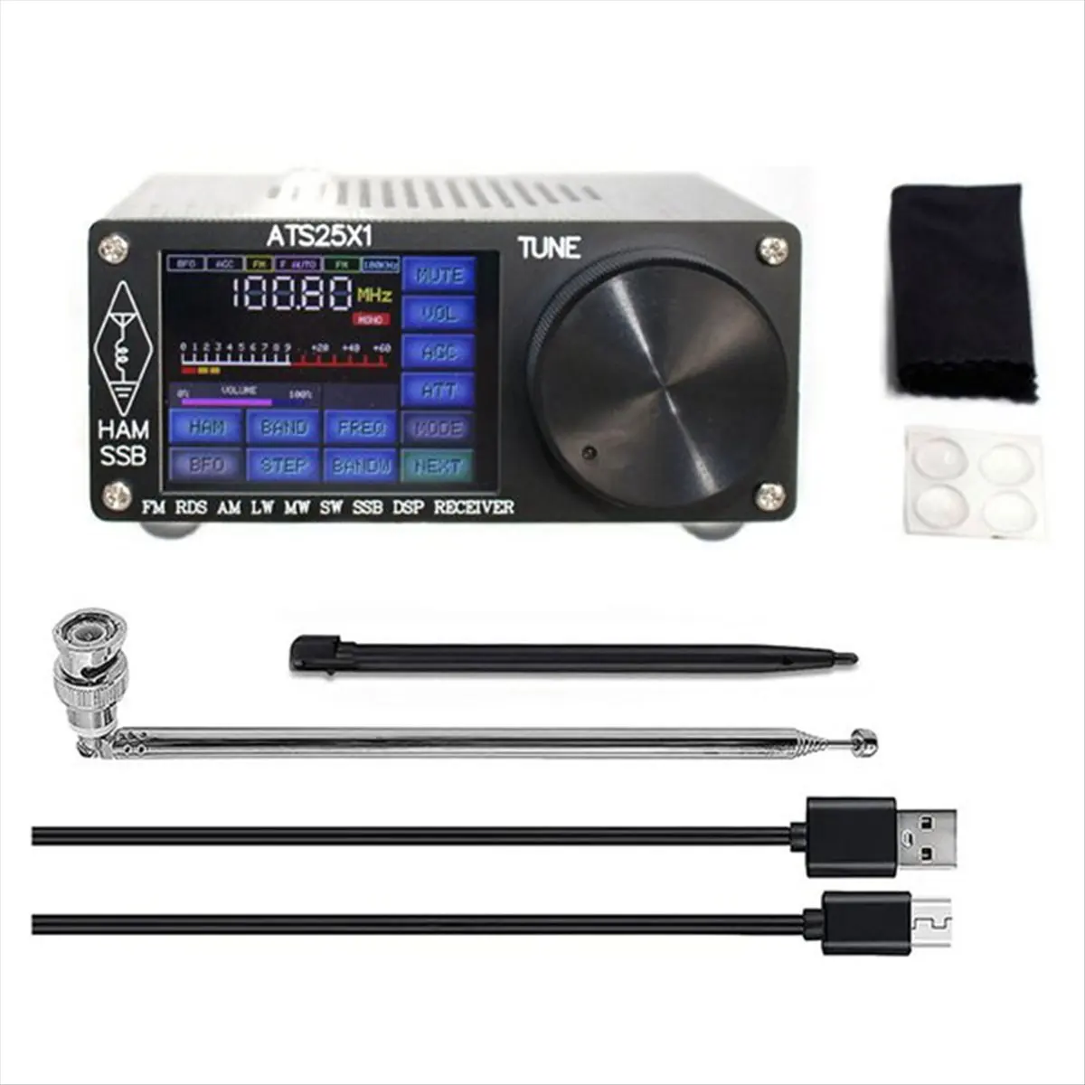 ABZT ATS-25X1 Si4732 Chip All Band Radio Receiver FM/LW/MW/SSB SSB Receiver with 2.4inch Touch Screen ATS25X1