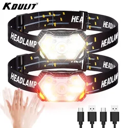 9 Led Powerful Sensor Headlamp USB Rechageable Head Flashlight 6 Modes LED Headlight Camping Lantern Hiking Fishing Head Torch