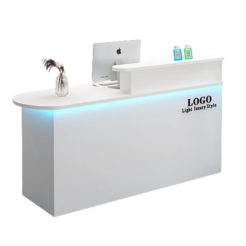 White Fashion Reception Desk Corner Light Bar Office Checkout Reception Desk Beauty Salon Commercial Furniture