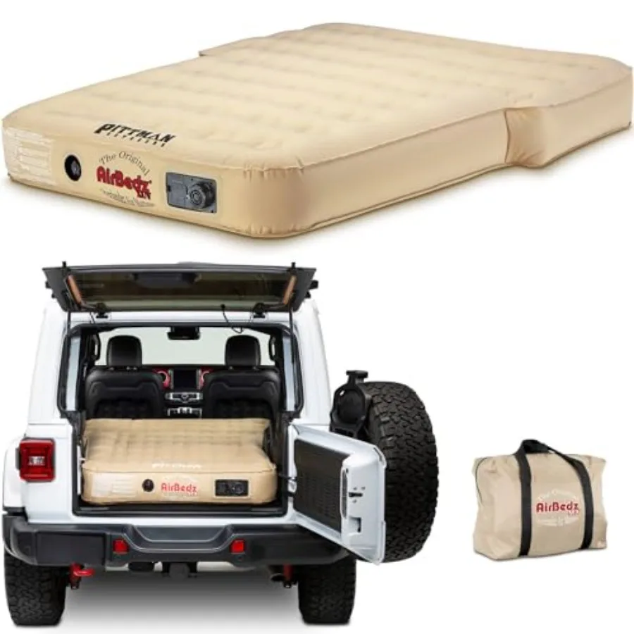 

Rear seats mattress for Jeep, SUV and crossover vehicles, tan airbed with built-in rechargeable battery air pump