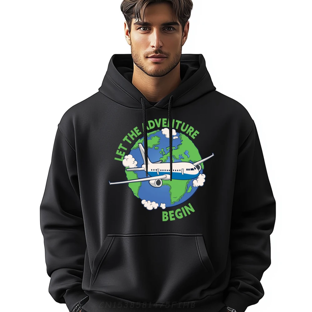 

Let The Adventure Begin Travel Airplane Earth Quote Mens Clothing Clothes Memorial Day Man Sweatshirts