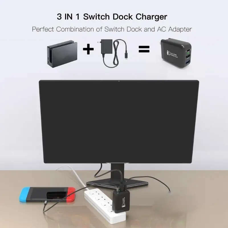 20CB 4K 60Hz Dock du chargeur HDTV 65W FIXE POWER FIMSE USB C Station d'accueil pour les commutateurs
