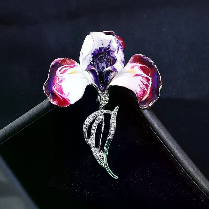 Women's Stunning Rhinestone Enamel Purple Orchid Brooch; Excellent Accessory for Clothing Backpack Pin Jewelry Gift