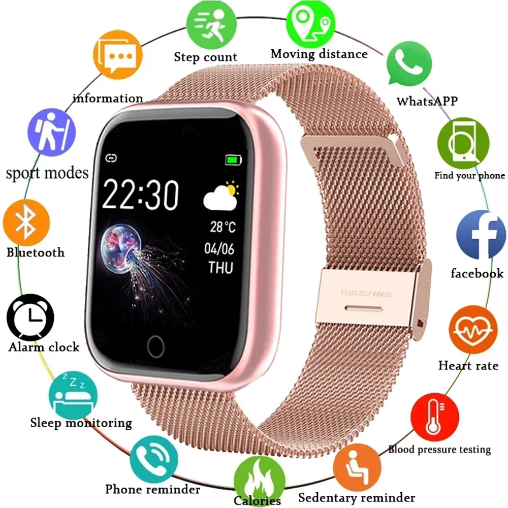 Reloj inteligente deportivo I5 para hombre y mujer, pulsera con control del ritmo cardíaco y de la presión sanguínea, compatible con Android e IOS, PK IWO P80