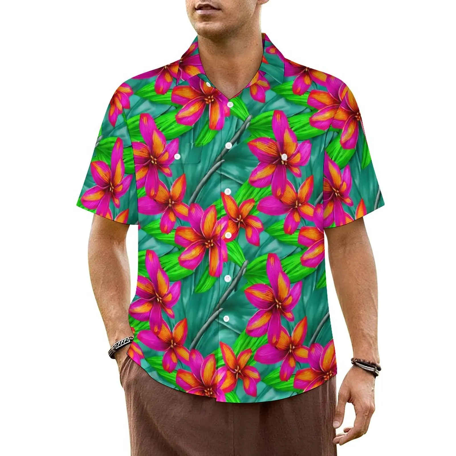 

Tropical Floral Beach Shirt Paradise Print Hawaiian Casual Shirts Men Loose Blouses Short Sleeves Y2K Fashion Design Clothes