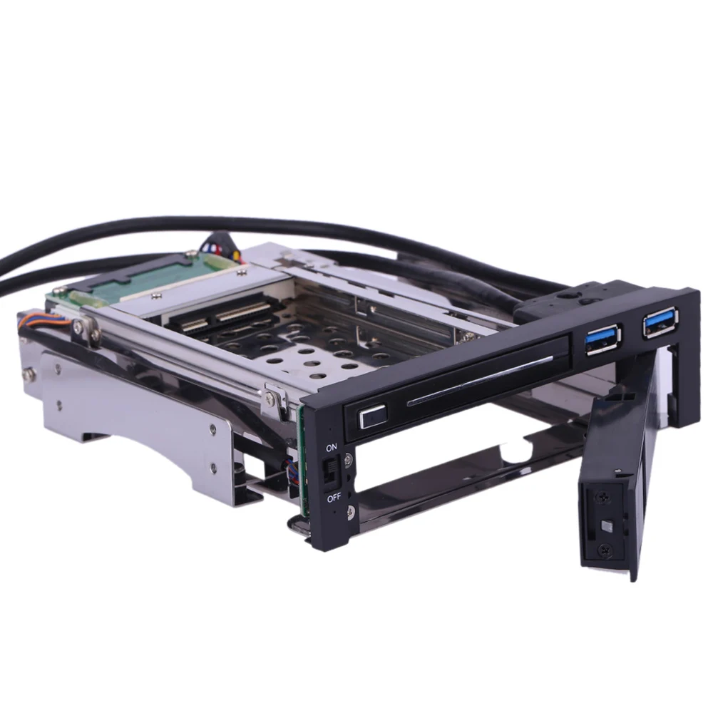 محطة إرساء محرك الأقراص الصلبة Dual Bay 3.5 بوصة + 2.5 بوصة SATA III HDD وSSD صينية العلبة الداخلية لرف الهاتف المحمول مع منفذ USB 3.0