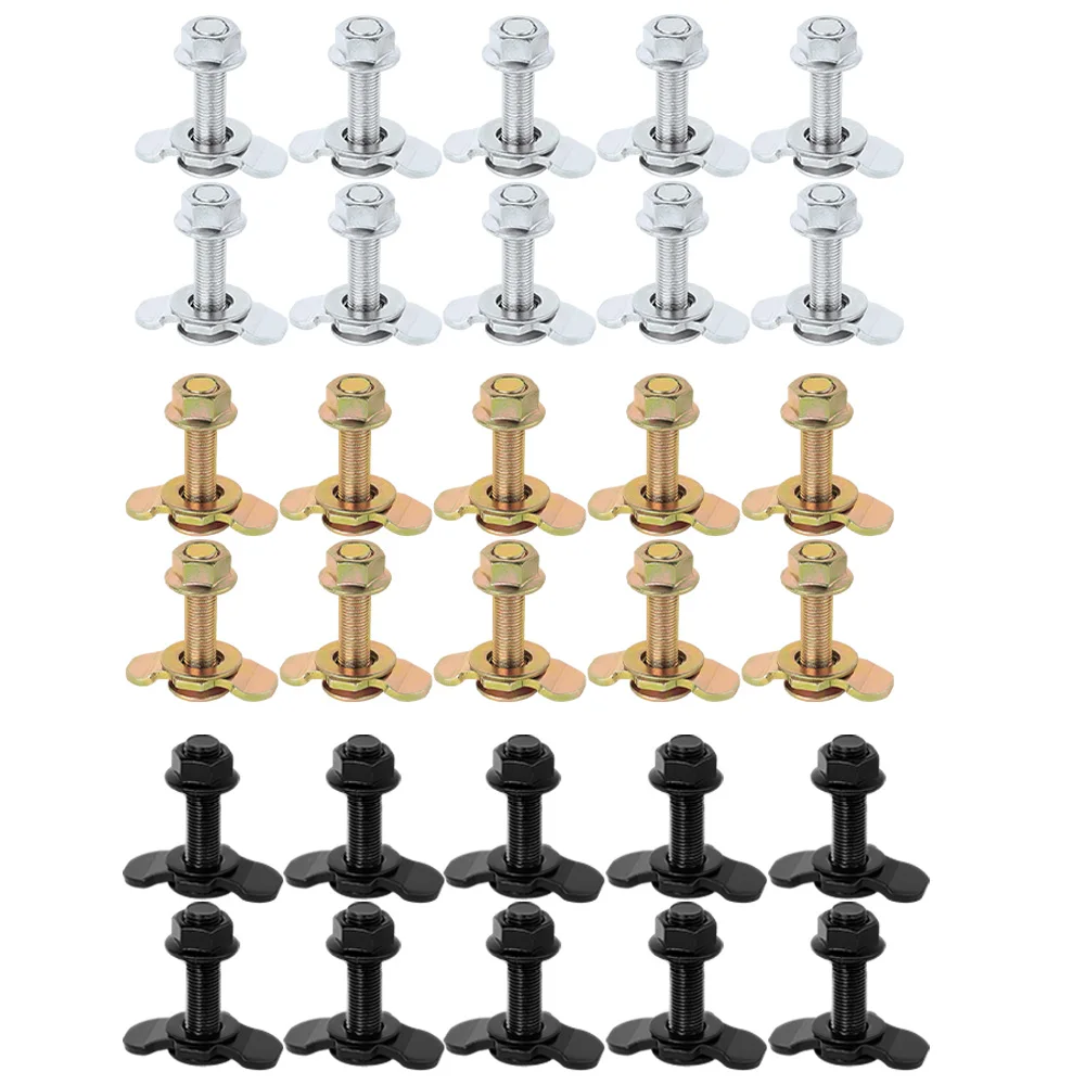 

10pcs 3/8-24 45mm L-Track Double Lug Threaded Stud Nut Fitting Tie Down Used with L Track Rail for Truck Bed Trailer Pickup ATV