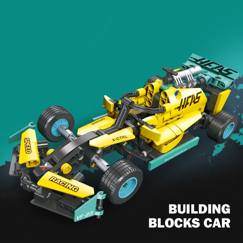 Velocidade técnica haas vf23 f1 bloco de construção carro corrida renaults bwt alpine a522 veículo tijolo modelo brinquedos para presentes