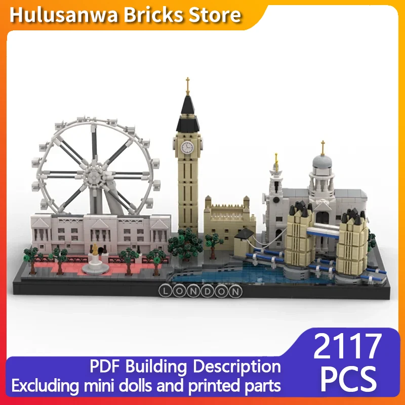 Street View Model MOC Building Bricks London Scene Big Ben Buckingham Modular Technology Gift Holida Assemble Children Toy Suit