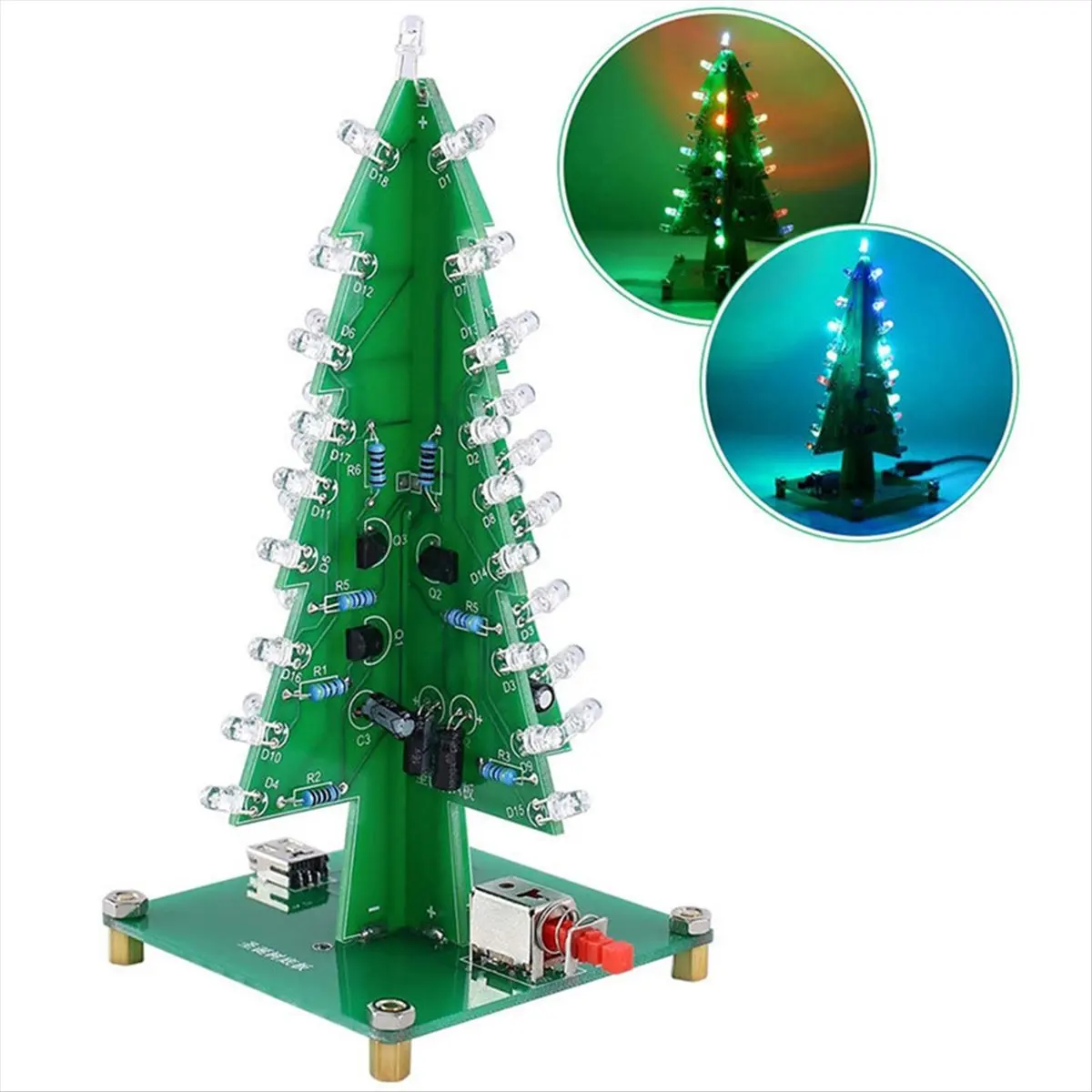 L77A DIY Christmas Tree LED Kit - Flashing Lights Circuit Kit for Festive Electronic Fun Colorful