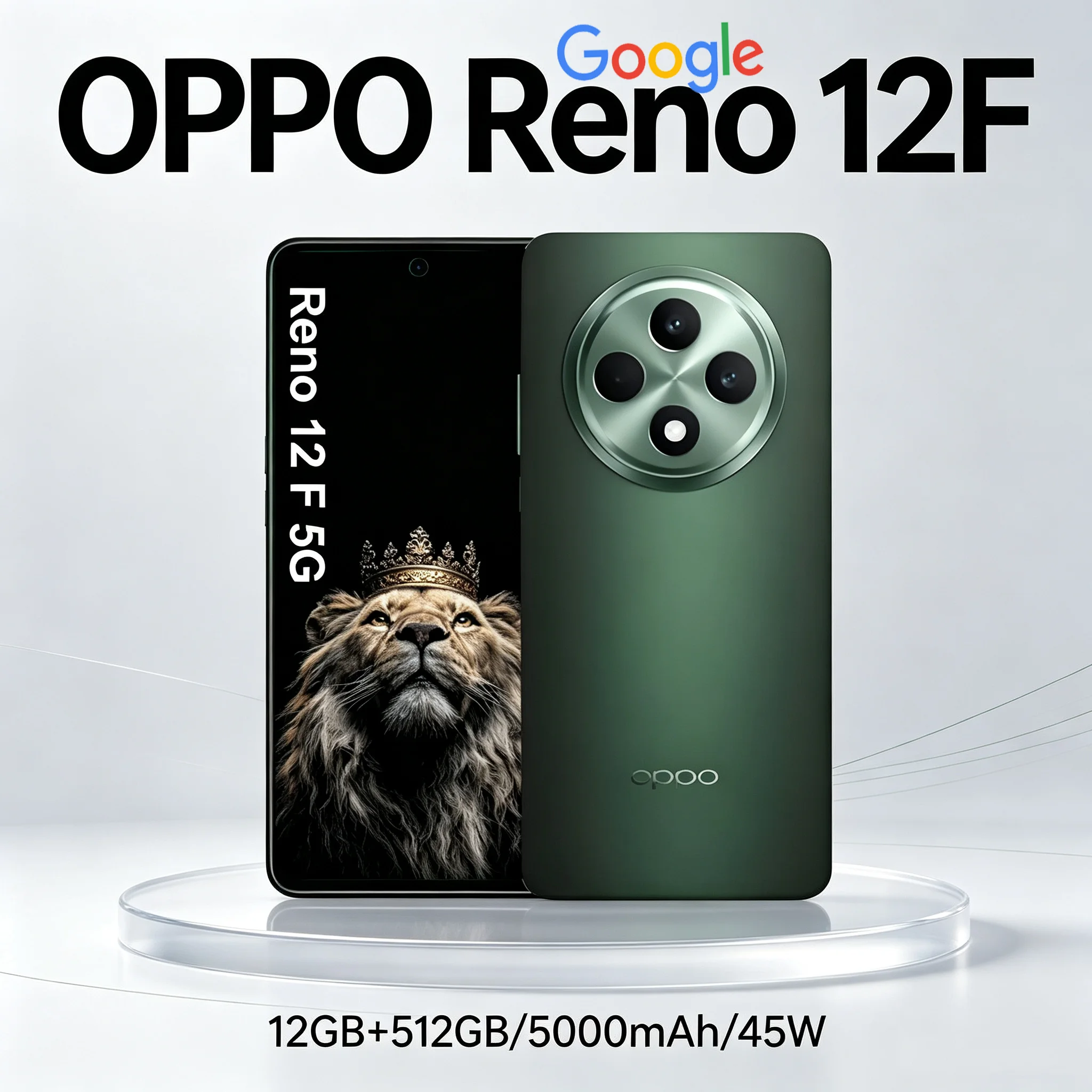 OPPO Reno 12F 12GB+512GB Large Storage Space Smartphone 5000mAh Battery Supports 45W Super Flash Charge/NFC/GPS/Smart Unlock
