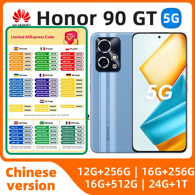 

Honor 90 GT 90GT SmartPhone Snapdragon 8 Gen 2 Accelerated Edition Octa Core 6.7" 120Hz 5000mAh 100W 50MP Rear Dual Camera NFC