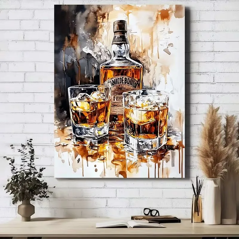 Whisky Glass Bar Kitchen Poster and Prints Whiskey Canvas Painting Wall Art Picture for Living Room Home Decor Cuadros
