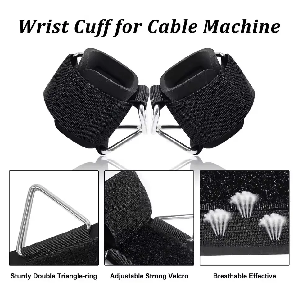 1 PC Robuste D-Ring Gewichtheber-Handgelenkriemen Verstellbare Deadlift-Riemen für Kabelmaschine, Fitnessstudio, Workout und Krafttraining – Detail 3