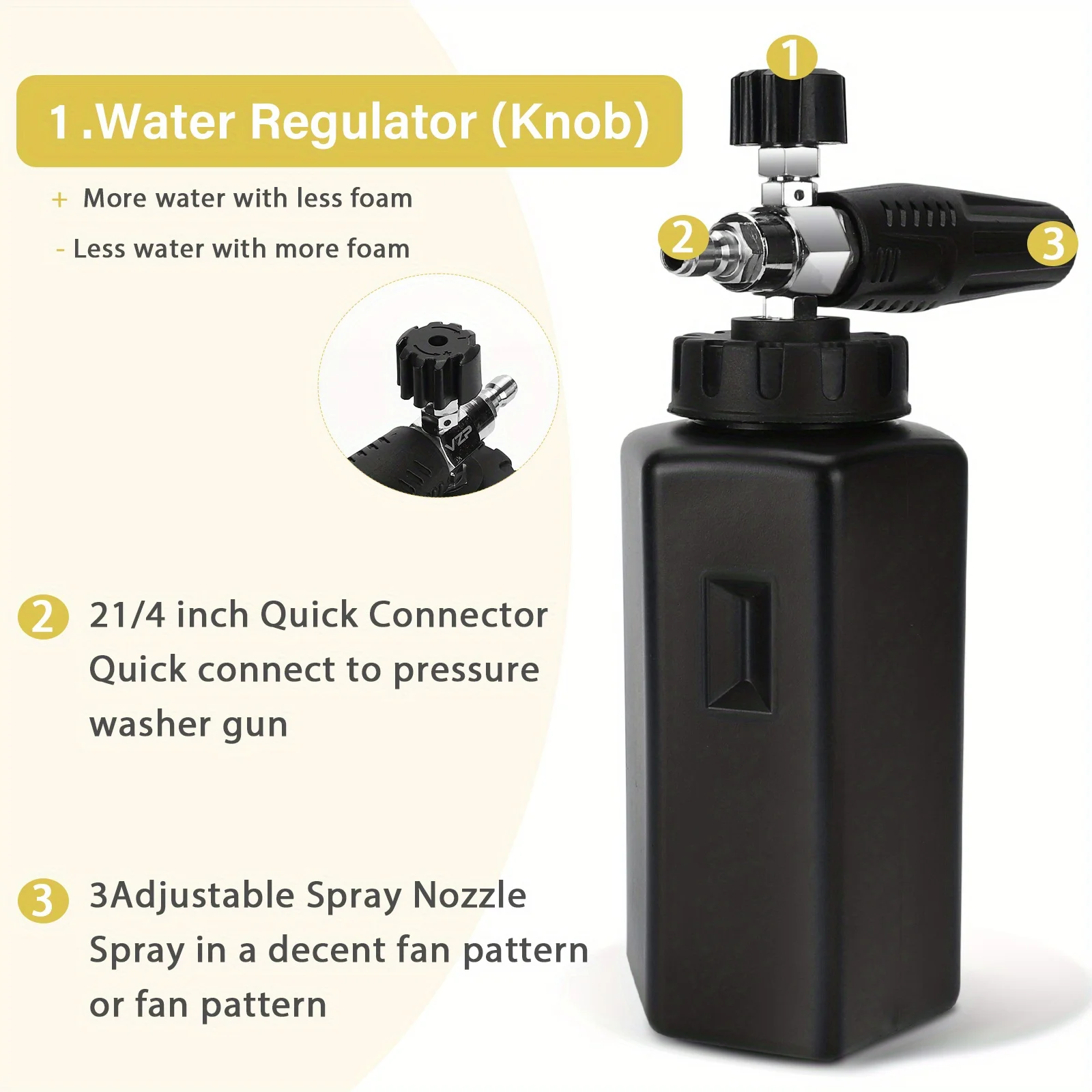 

Большой емкости, горшок для пенного пистолета высокого давления, 1000 мл, горшок для пенного пистолета, регулируемая форма спрея, эффективная чистка, портативные инструменты для мойки автомобилей