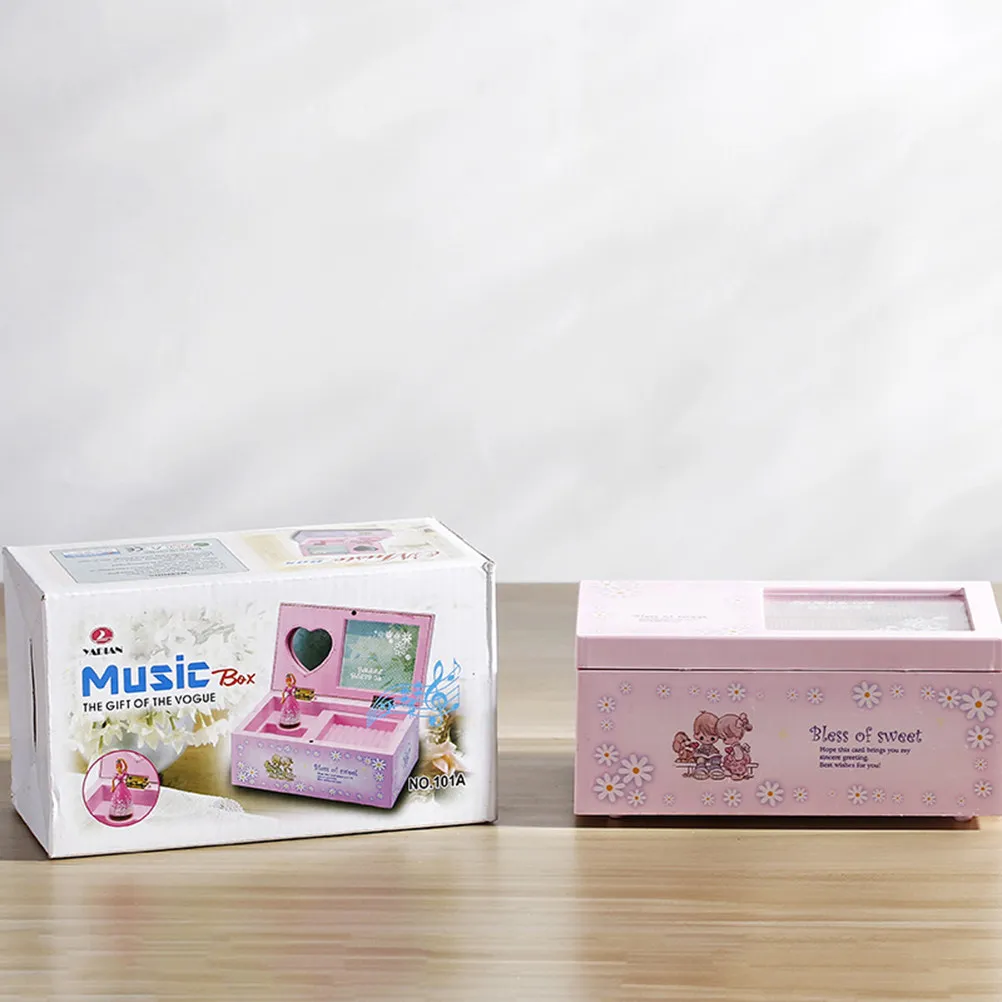 Mini Caja Musical Rosa con Diseño Giratorio, Joyero Musical Decorativo para Mujer, Regalo Romántico para Aniversario o Cumpleaños