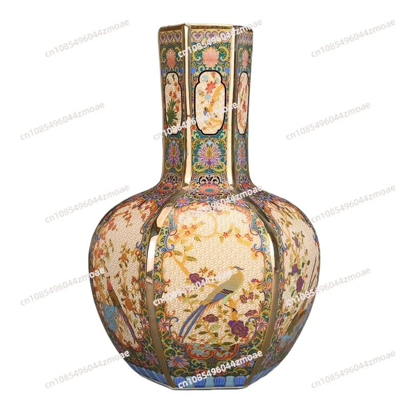 

ceramics ornaments Yongzheng enamel colored celestial globe vase antique porcelain antique antique porch dry flower vase