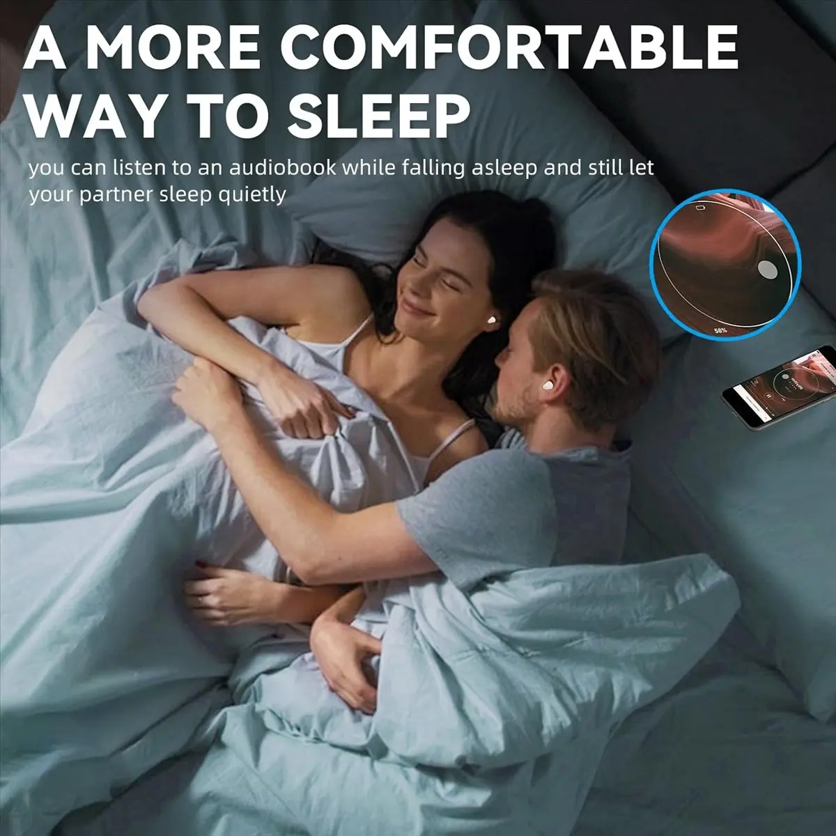 سماعات أذن للنوم، سماعات أذن بلوتوث لاسلكية صغيرة للنوم، سماعات رأس لاسلكية لحجب الضوضاء - أبيض - A22U #6