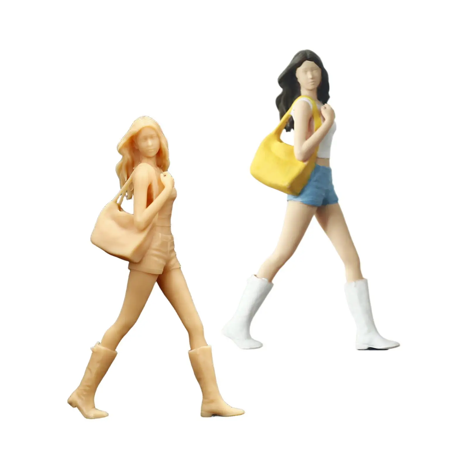 Figura di ragazza in miniatura 1/64, realistica, persone in miniatura in resina per scene in miniatura, layout di decorazione architettonica di treni modello