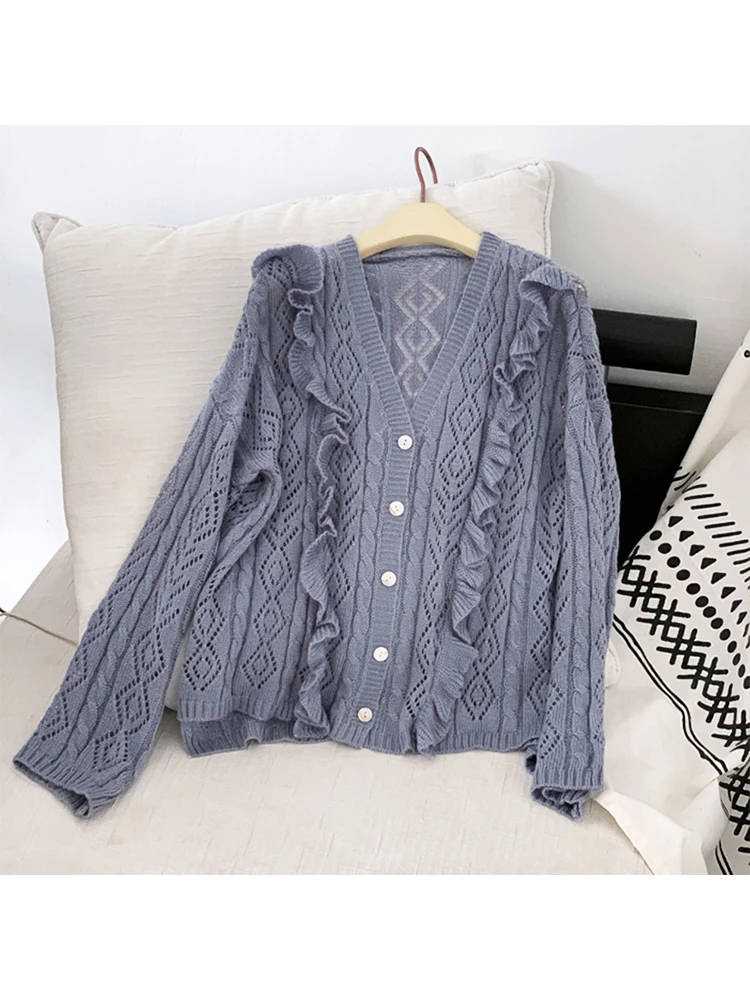 High Quality Fashion 2 Piece Set Women Office Lady V-Neck Long Sleeved Knitted Cardigan+Gyaru Kawaii Tank Top Y2K Autumn Winter