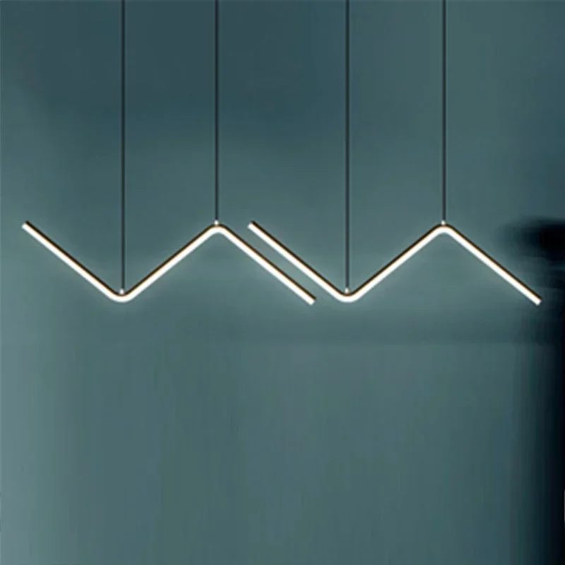 

LED Wave Pendant Lights Modern Dining Living Room Bedroom Bar Lamp Black Golden Art Chandelier Nordic Home Decor Light Fixture