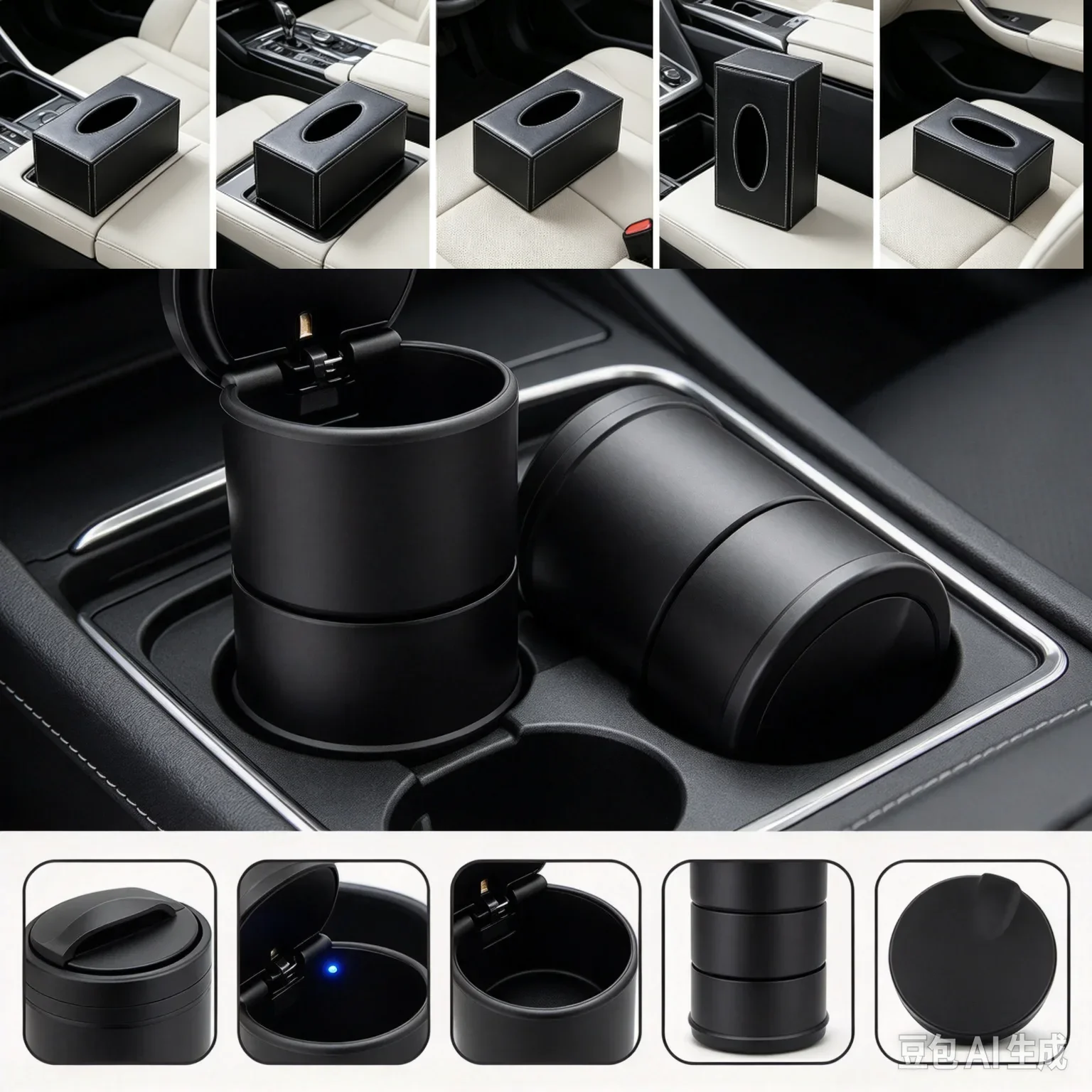 New Portable LED Light Car Ashtray Universal Cigarette Cylinder Holder Car Styling Mini Trash Box