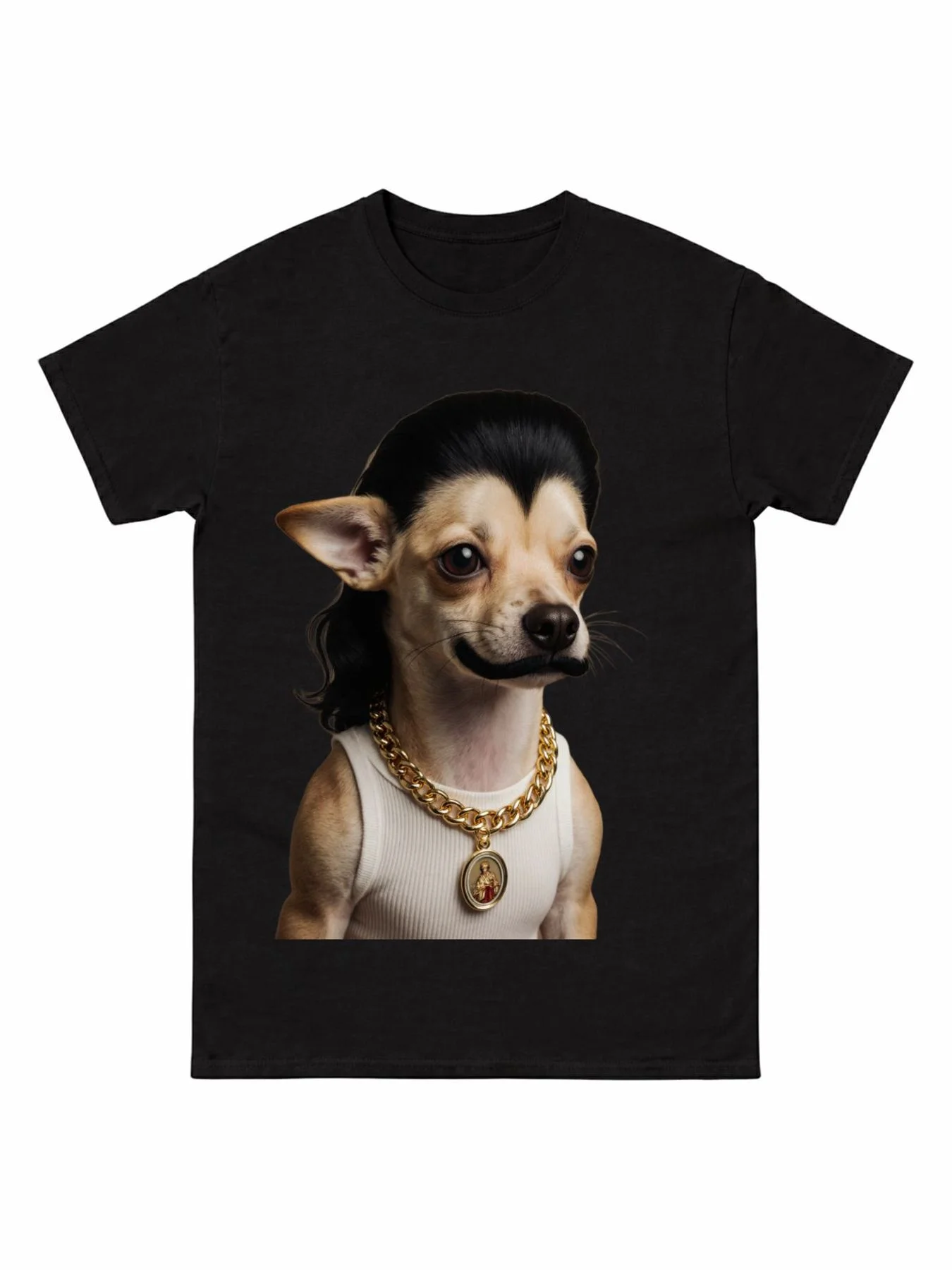 Humorous Chihuahua Hip-Hop Themed Graphic Tee - Retro Loose Exercise Acid Wash Baggy Shirt with Traditional Crew Neck And Distinctive Design - Latest Release for Dog Enthusiasts And Fashion Innovators