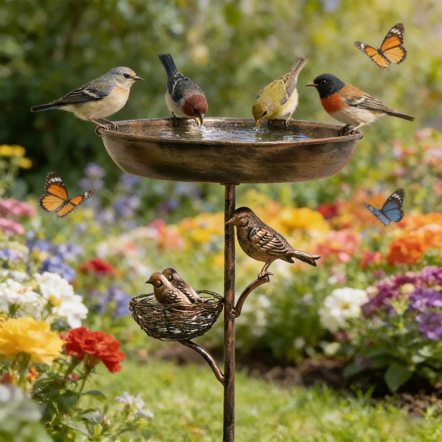 

1PC Outdoor Garden Metal Bird Bath, Portable Bird Bath Tub, Standing Bird Feeder, Outdoor Vintage Bird Bath, Garden Decoration,