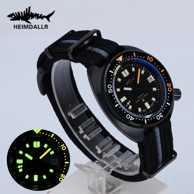 

Heimdallr Luxury Men's watches PVD Turtle Diver Watch Japan NH35 Movement Automatic 200M Waterproof Ceramic Bezel Wristwatch