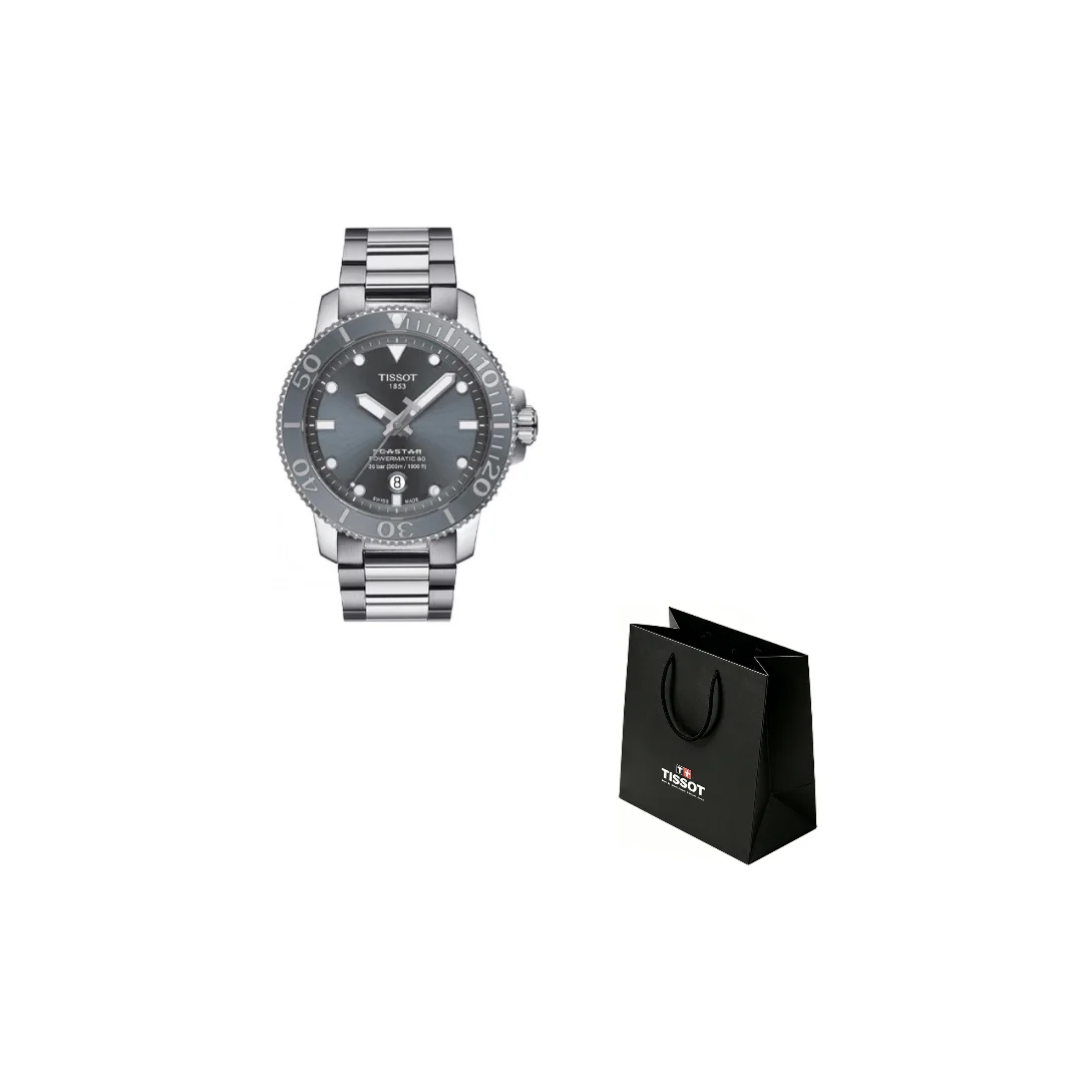 TISSOT Seastar Automatic Mechanical Movement Men's Watches Watch 43mm Gray Dial Stainless Steel Case T120.407.11.081.01