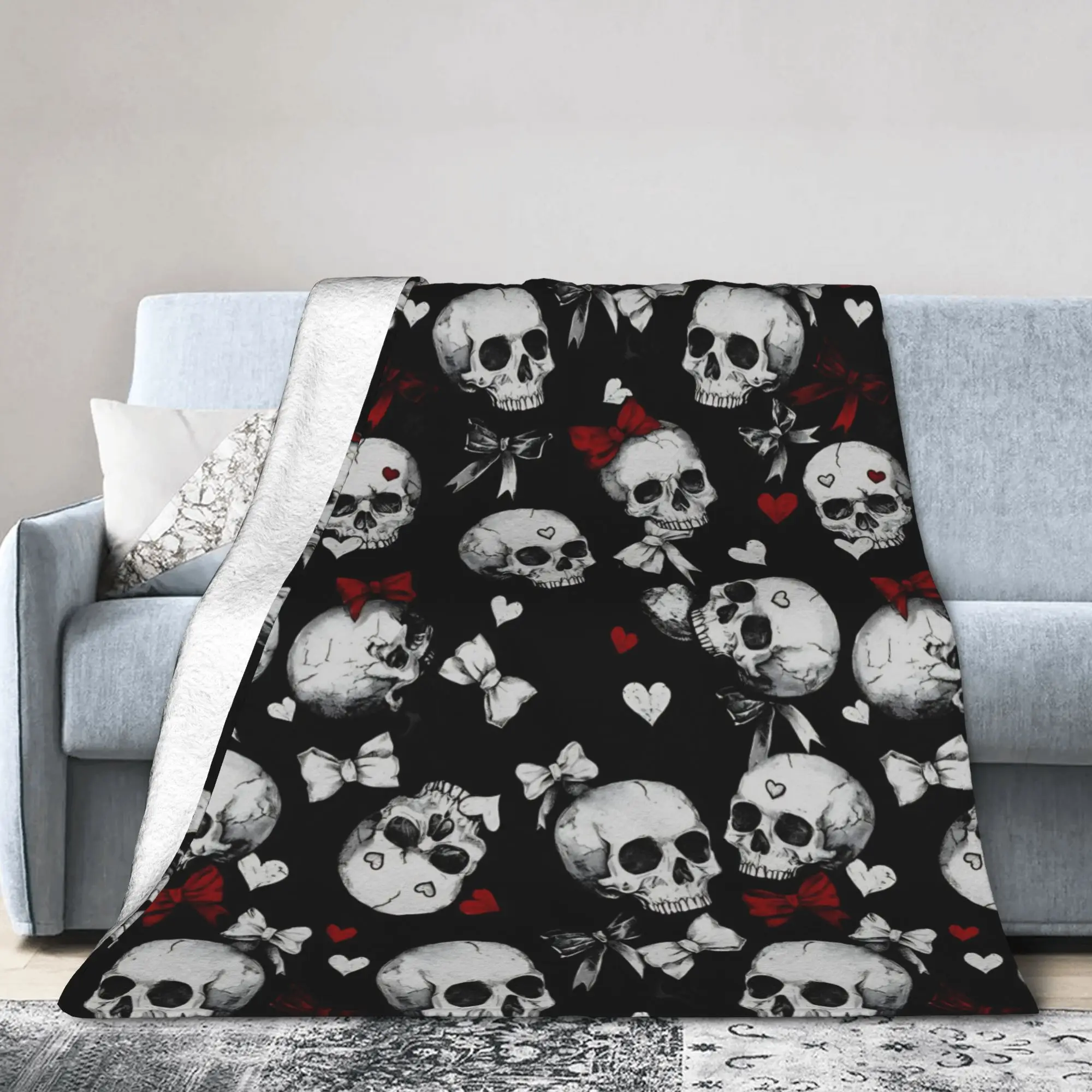 Halloween Gothic Velvet Throw Blankets Victorian Goth Blanket for Home Travel Lightweight Quilt