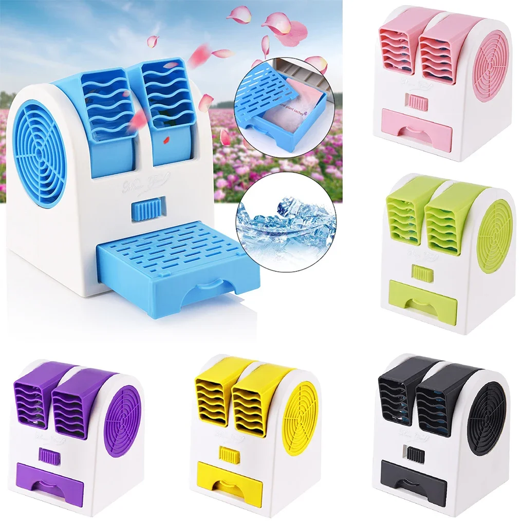 USB Mini Air Conditioner Portable Personal Cooling Fan Double Air Outlet Summer Desktop Air Cooler Fan Optimized Title: Portable