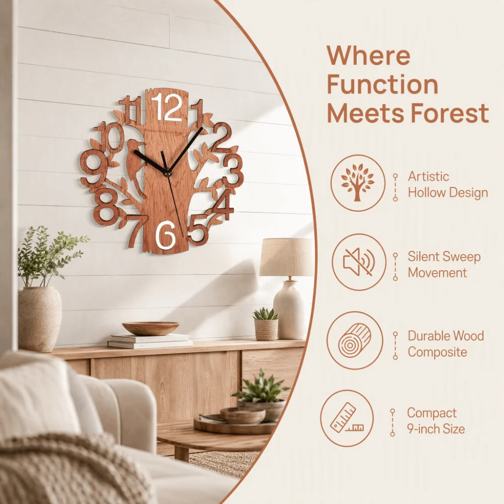 Silent Wooden Resin Clock Mold 10 Inch Round Shape Tree of Life Clock Silent Movement Silent Wall Clock Wall Art Decor