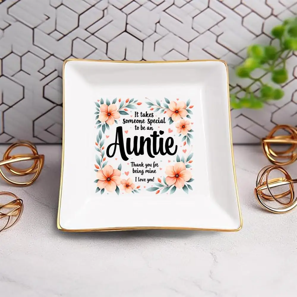 Ceramic Decorative Plate with Floral Design | Aesthetic Decorative Tray - Jewelry Organizer, Catch All Tray & Friend Gifts - Cut