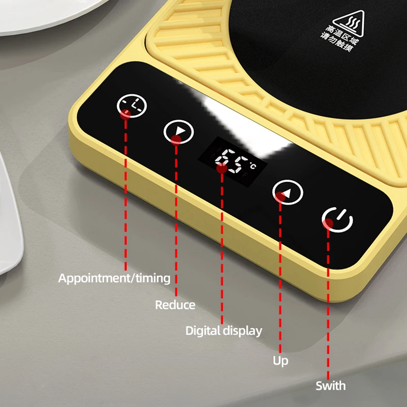 220V Cup Heater Coffee Mug Warmer 9 Gear Temperatures Beverage Cup Warmer Heating Coasters Plate Pad for Cocoa Tea Water Milk