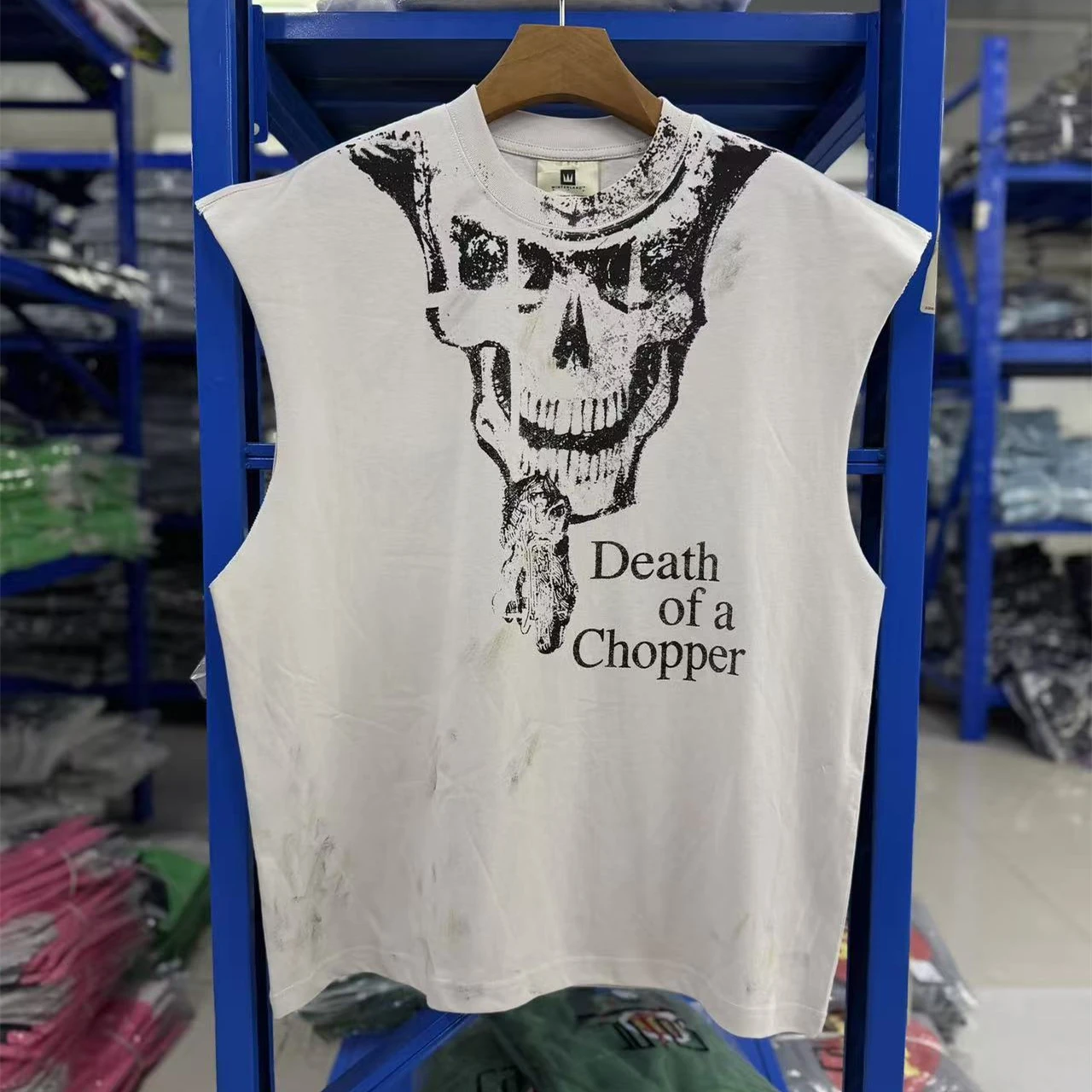 SAINT Washed Death Of a Chopper Cut Sleeve Vest T-Shirt Men Women Best Quality Top T Shirt Tee
