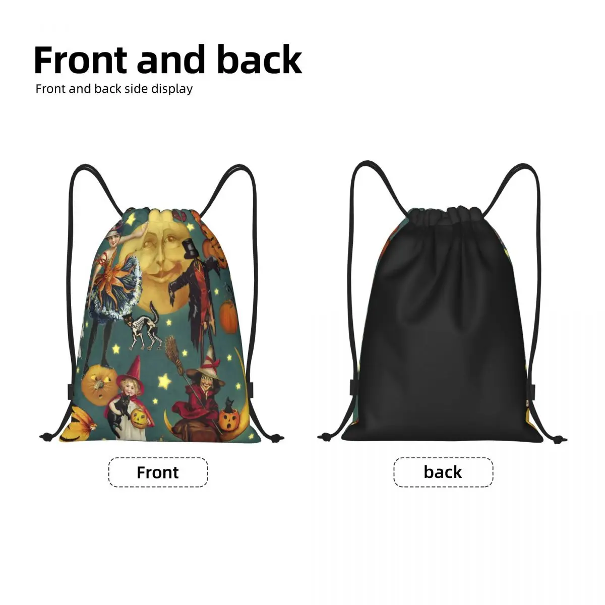 خمر أشباح الهالوين الساحرات الهيكل العظمي القطط الكولاج الرباط أكياس للتسوق اليوغا حقائب الظهر الرجال النساء الرياضة الصالة الرياضية Sackpack