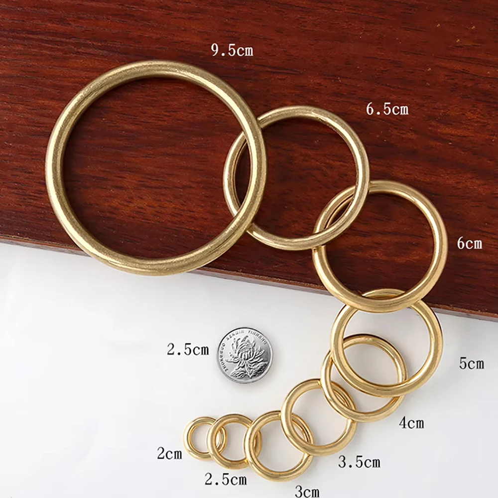 OD20-95mm Thick4-8mmSolid Brass Round Rings O Ring Buckle Keychain Copper Belt Hang Buckles DIY Hand Crafts Hardware Accessories