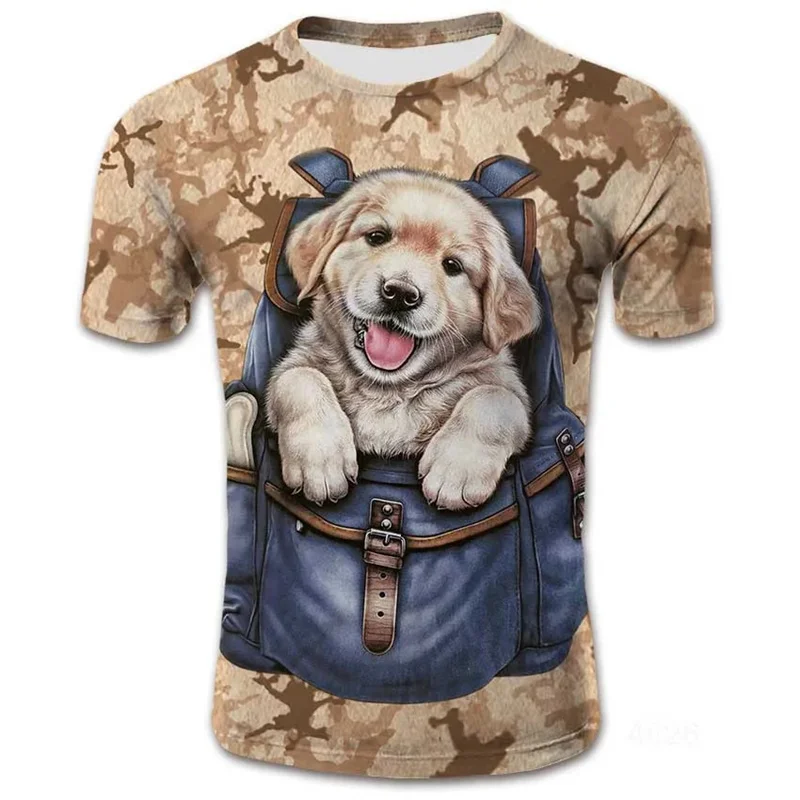 

Новая летняя футболка с 3D камуфляжным принтом собаки, камуфляжные футболки с рисунком собак для мужчин, детская модная уличная одежда, винтажный топ с короткими рукавами