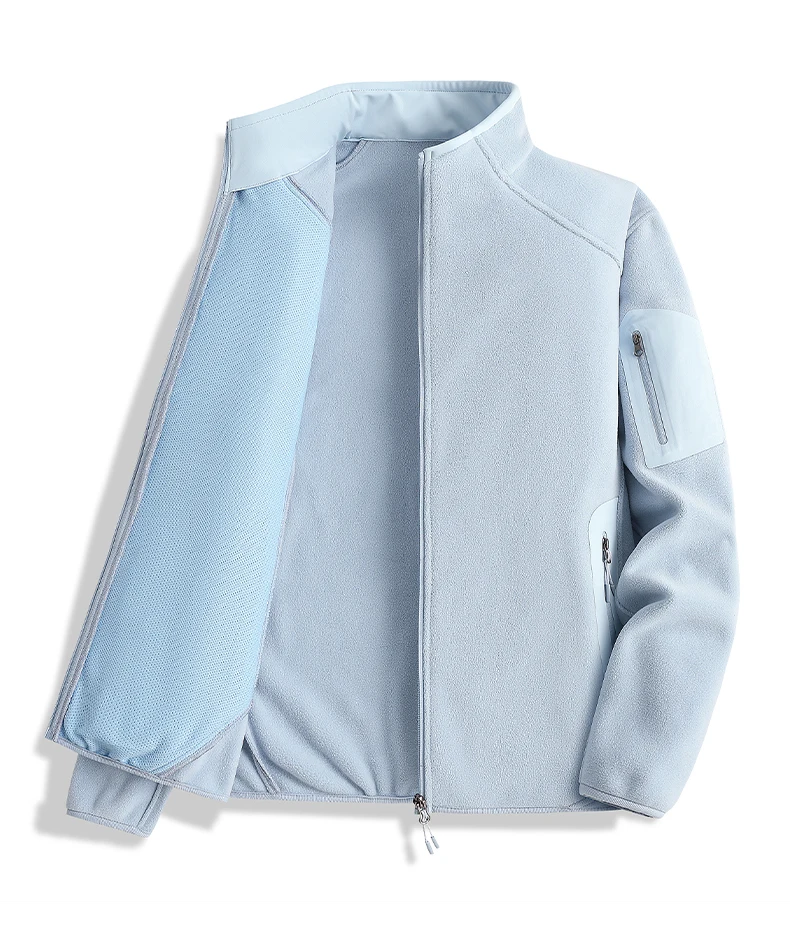 JNLN Herren Damen Winter-Fleecejacke, Outdoor, winddicht, Thermo-Fleece-Kleidung, Unisex, Wandern, Camping, Klettern, Sportmantel – Detail 18