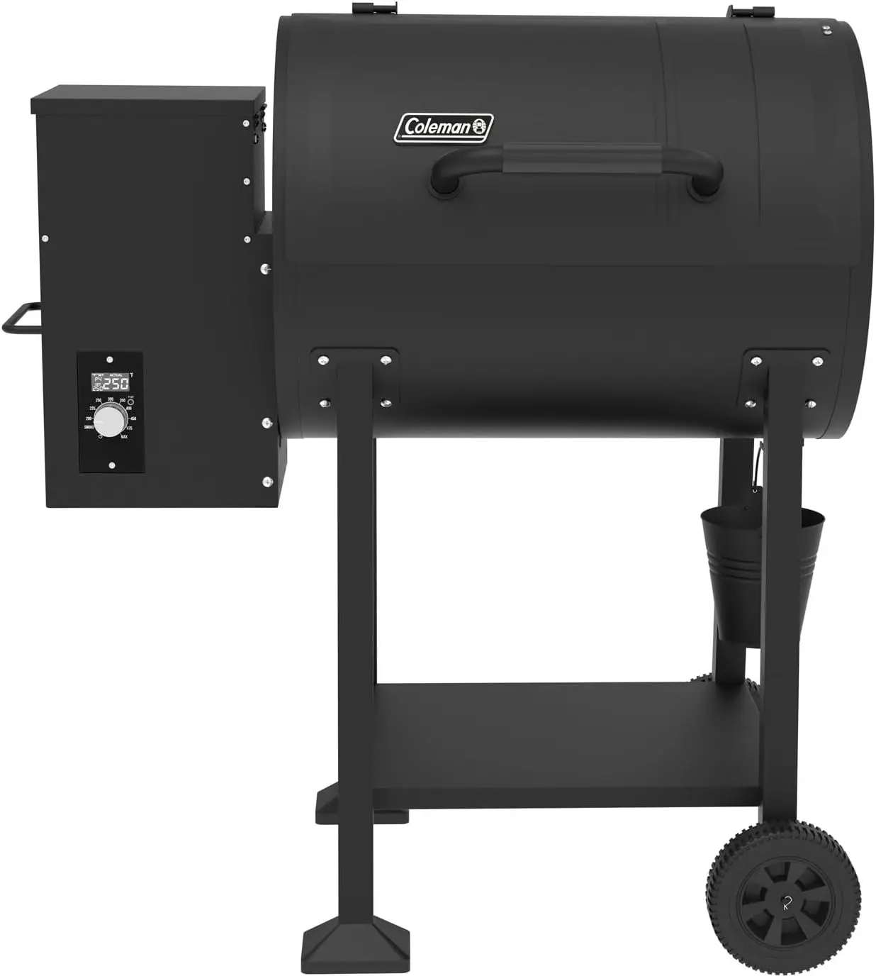 Coleman Cookout 700 Pellet Grill with 690-Sq. In. Total Cooking Surface, 2-Wheel Cart and Shelf Storage in Black, Durable Pellet