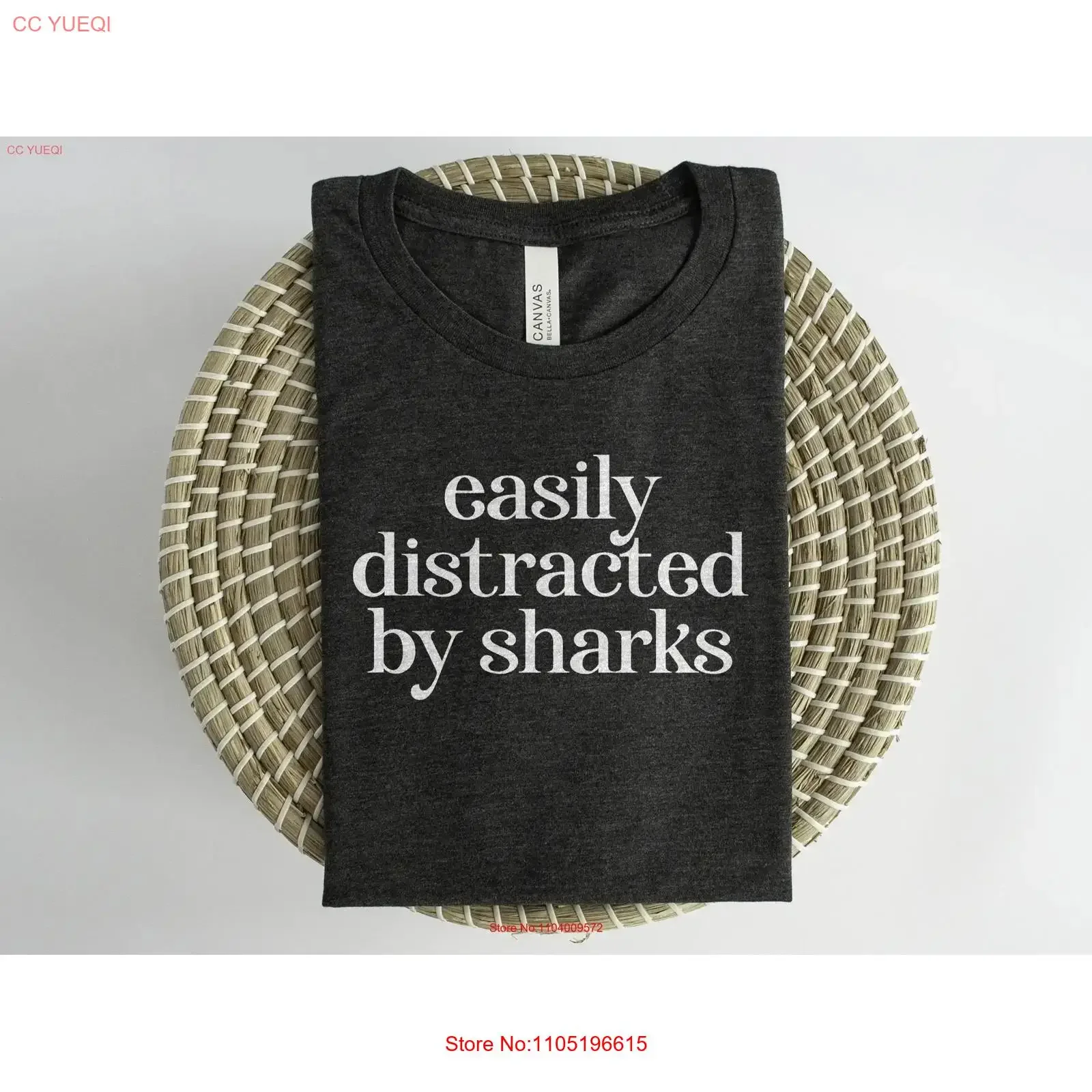 

Shark T Shirt Easily Distracted by Sharks Lover I love Funny Women's Clothing Day of the Week vintage Washed fashion Casual