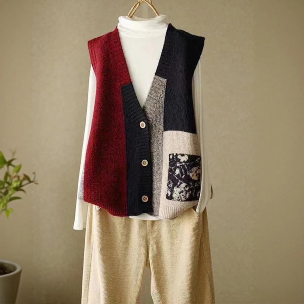 

Женские кардиганы без рукавов с открытой передней частью, модный повседневный осенне-зимний многослойный топ на пуговицах в повседневном стиле