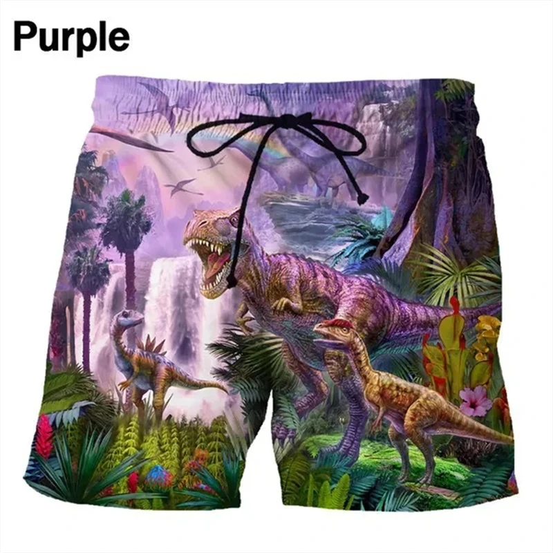 Short de plage imprimé dinosaure 3D pour homme, short de planche de surf, short de bain d'été, maillot de bain hawaïen, short de glace cool, pantalon animal drôle