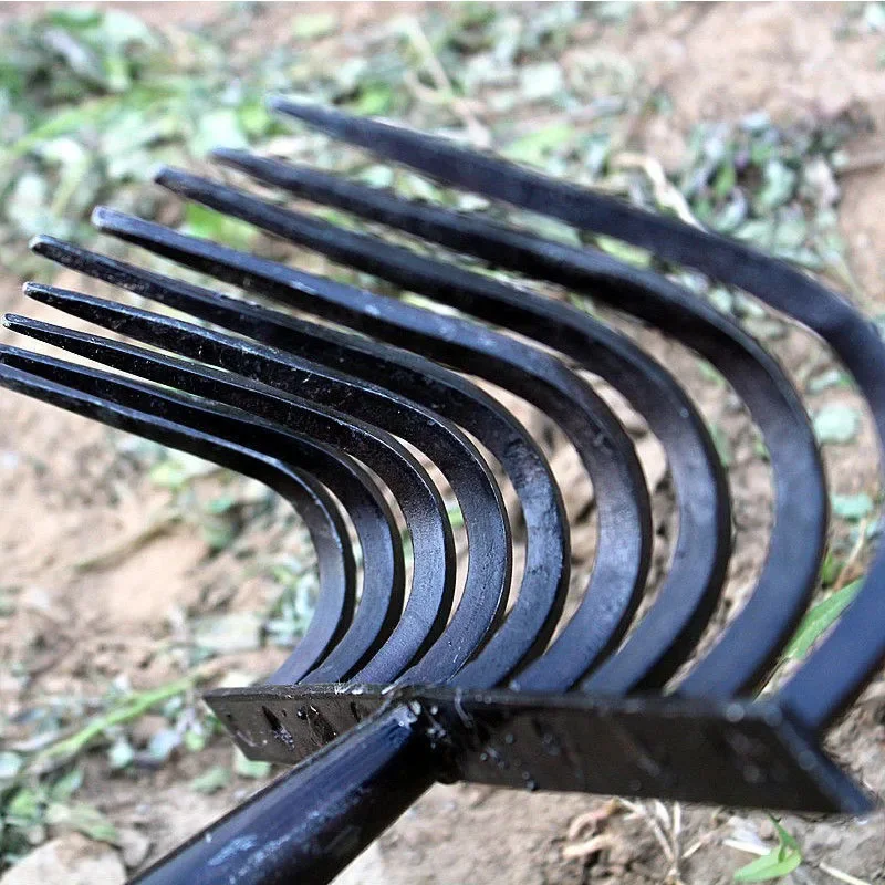 Agricultural Nail Rake Multi-functional Manual Forging Rake Grass Loose Soil Flat Steel  Vegetable Garden Nine-tooth Nail Rake