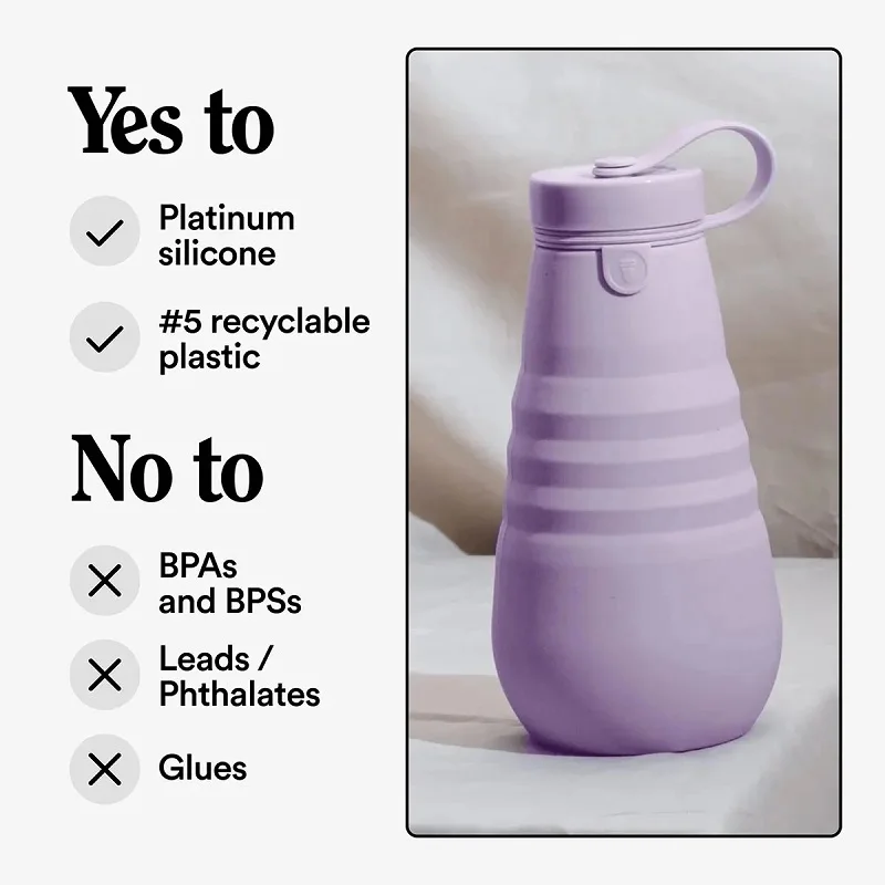 

1Pc 20oz / 592ml Collapsible Water Bottle,Leak-Proof Reusable Silicone Travel Cup,Outdoor Hiking Water Cup Bar Tool