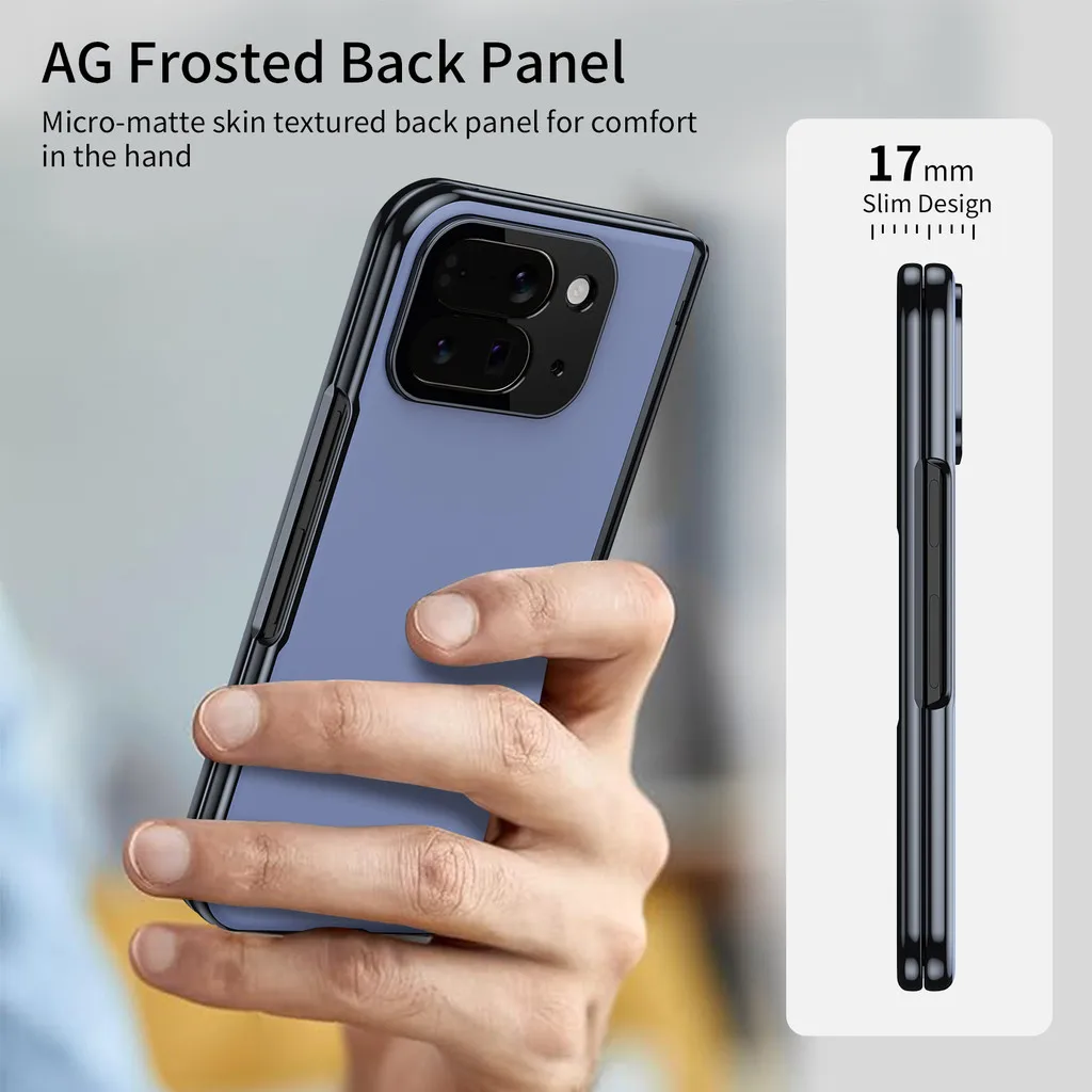 AG Technology Frosted Skin Feel Folding Case For Google Pixel 10 Pro Fold Plating Hinge Protective Cover With Tempered Glass