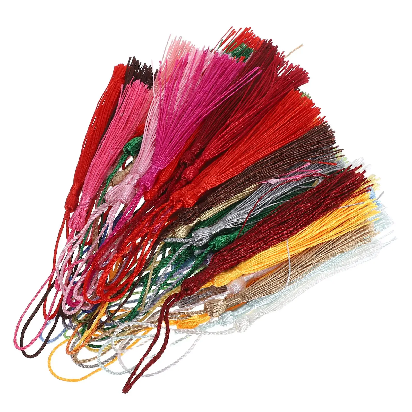 50 Pcs Chinese Knot Tassels Handmade Silk Colorful Decorative Key Rings Bookmarks Craft Jewelry Accessories
