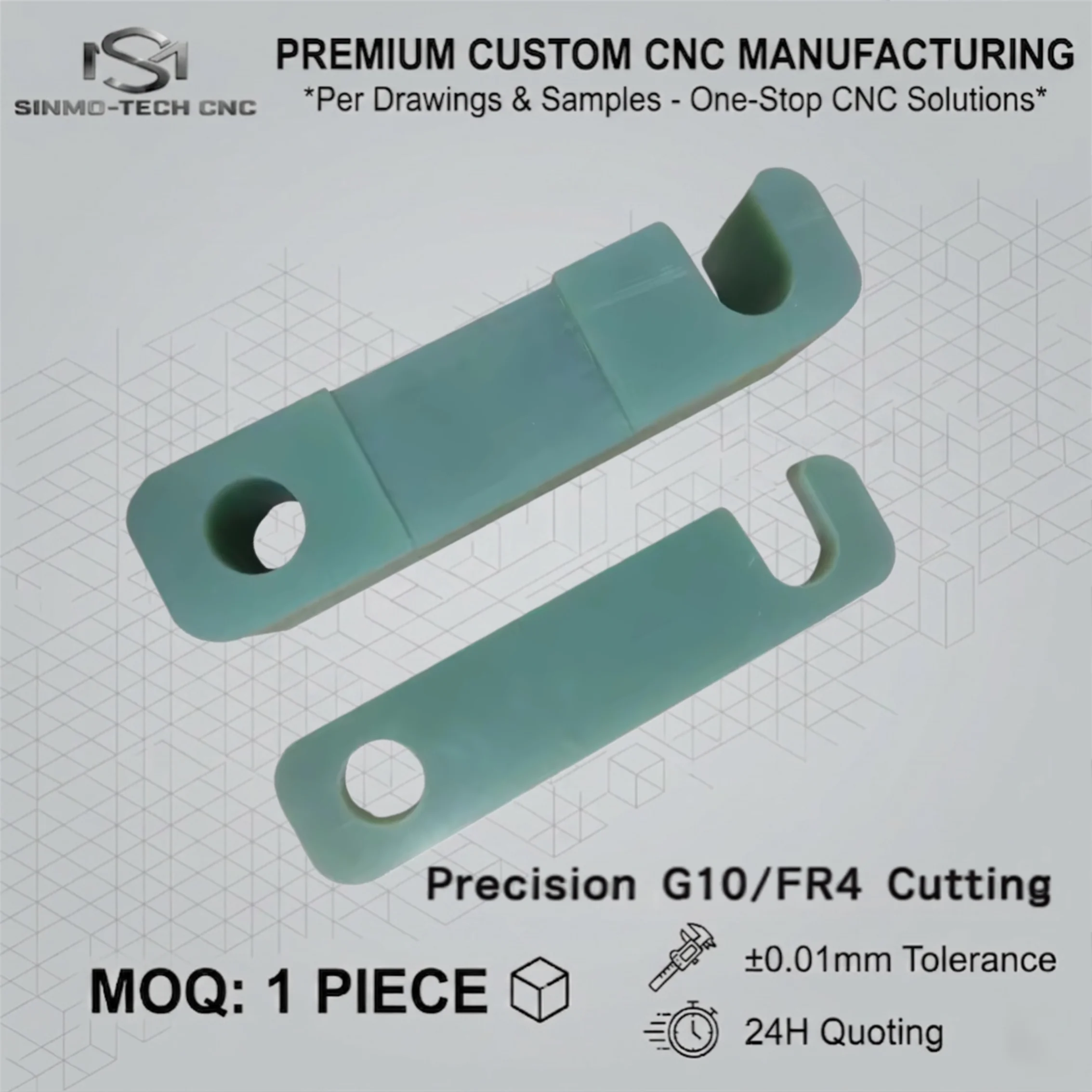 Custom FR4 G10 CNC Cutting Service RF Transparent Drone Plate UAV Frame Bracket Robotics Epoxy Glass Component MOQ 1pc